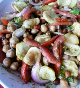 Mixed peas salad with roasted zucchini Recipe